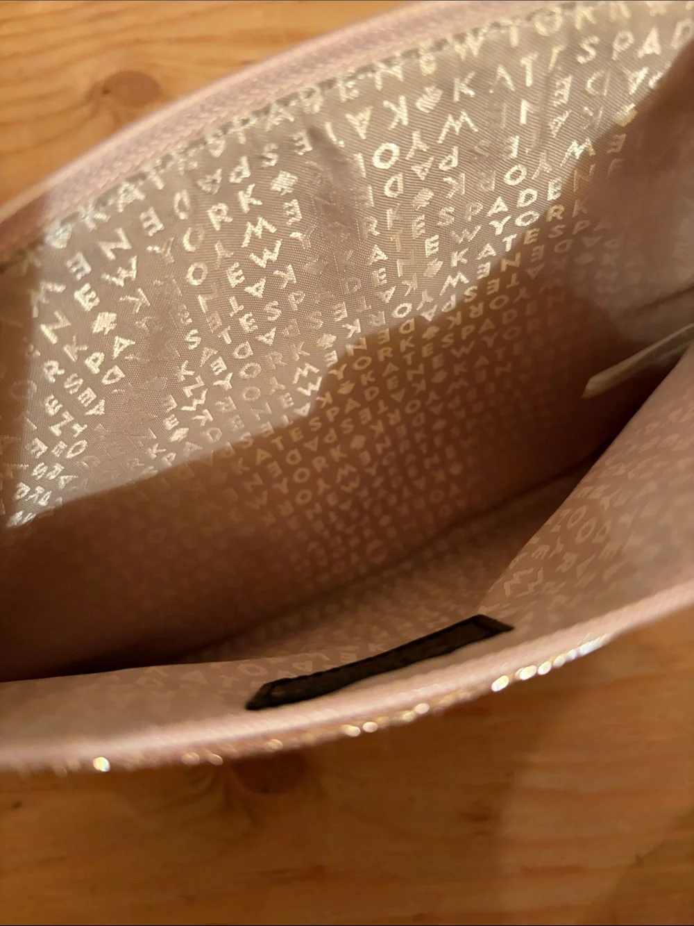 kate spade Glitter Zip Pouch in Rose Gold